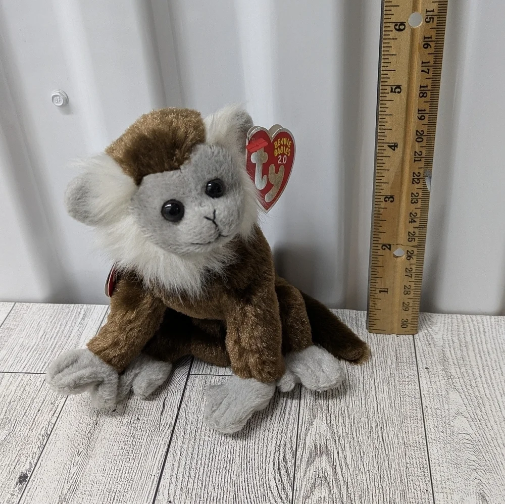 Ty Jungle Beanie Babies Brown and Gray Monkey Plush